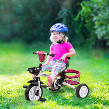 Load image into Gallery viewer, 6-in-1 Detachable Kids Baby Stroller Tricycle with Canopy and Safety Harness-Pink