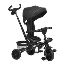 Load image into Gallery viewer, 6-in-1 Detachable Kids Baby Stroller Tricycle with Canopy and Safety Harness-Black