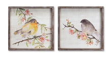 Load image into Gallery viewer, Wood Framed Watercolor Bird Plaque (Set of 2)