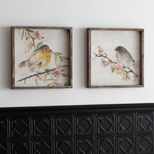 Load image into Gallery viewer, Wood Framed Watercolor Bird Plaque (Set of 2)
