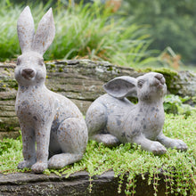 Load image into Gallery viewer, Weathered Stone Garden Rabbit Figurine (Set of 2)