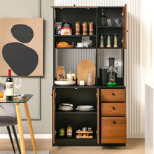 Load image into Gallery viewer, 71 Inch Kitchen Pantry with 3 Storage Cabinet and 3 Deep Drawers-Walnut
