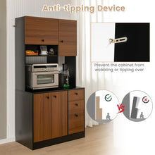 Load image into Gallery viewer, 71 Inch Kitchen Pantry with 3 Storage Cabinet and 3 Deep Drawers-Walnut