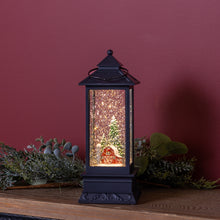 Load image into Gallery viewer, LED Snow Globe Lantern with Snowy Barn Scene 10.5"H
