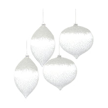 Load image into Gallery viewer, White Beaded Glass Ornament (Set of 4)