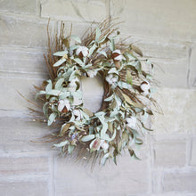 Load image into Gallery viewer, Cotton and Leaf Twig Wreath 28"D