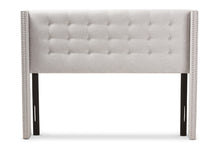 Load image into Gallery viewer, Baxton Studio Ginaro Modern And Contemporary Greyish Beige Fabric Button-Tufted Nail head Queen Size Winged Headboard