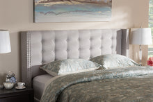 Load image into Gallery viewer, Baxton Studio Ginaro Modern And Contemporary Greyish Beige Fabric Button-Tufted Nail head King Size Winged Headboard
