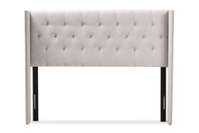 Load image into Gallery viewer, Baxton Studio Ally Modern And Contemporary Greyish Beige Fabric Button-Tufted Nail head King Size Winged Headboard