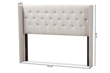 Load image into Gallery viewer, Baxton Studio Ally Modern And Contemporary Greyish Beige Fabric Button-Tufted Nail head King Size Winged Headboard