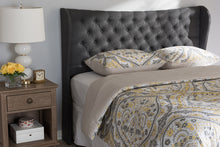 Load image into Gallery viewer, Baxton Studio Cadence Modern and Contemporary Dark Grey Fabric Button-Tufted King Size Winged Headboard