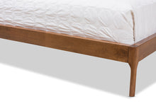 Load image into Gallery viewer, Baxton Studio Brooklyn Mid-Century Modern Walnut Wood Grey Fabric Queen Size Platform Bed