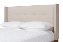 Load image into Gallery viewer, Baxton Studio Brooklyn Mid-Century Modern Walnut Wood Beige Fabric Full Size Platform Bed