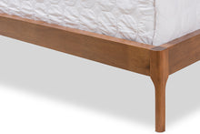 Load image into Gallery viewer, Baxton Studio Brooklyn Mid-Century Modern Walnut Wood Beige Fabric Full Size Platform Bed