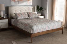 Load image into Gallery viewer, Baxton Studio Brooklyn Mid-Century Modern Walnut Wood Beige Fabric Full Size Platform Bed