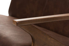 Load image into Gallery viewer, Baxton Studio Bianca Mid-Century Modern Walnut Wood Dark Brown Distressed Faux Leather Livingroom Sofa Set