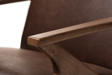 Load image into Gallery viewer, Baxton Studio Bianca Mid-Century Modern Walnut Wood Dark Brown Distressed Faux Leather Lounge Chair And Ottoman Set