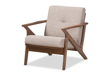 Load image into Gallery viewer, Baxton Studio Bianca Mid-Century Modern Walnut Wood Light Grey Fabric Tufted Lounge Chair