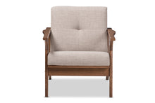 Load image into Gallery viewer, Baxton Studio Bianca Mid-Century Modern Walnut Wood Light Grey Fabric Tufted Lounge Chair