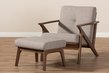 Load image into Gallery viewer, Baxton Studio Bianca Mid-Century Modern Walnut Wood Light Grey Fabric Tufted Lounge Chair And Ottoman Set