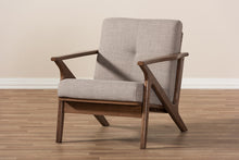 Load image into Gallery viewer, Baxton Studio Bianca Mid-Century Modern Walnut Wood Light Grey Fabric Tufted Lounge Chair