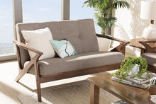 Load image into Gallery viewer, Baxton Studio Bianca Mid-Century Modern Walnut Wood Light Grey Fabric Tufted 2-Seater Loveseat