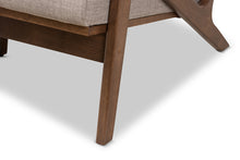 Load image into Gallery viewer, Baxton Studio Bianca Mid-Century Modern Walnut Wood Light Grey Fabric Tufted 3-Seater Sofa