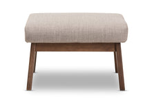 Load image into Gallery viewer, Baxton Studio Bianca Mid-Century Modern Walnut Wood Light Grey Fabric Ottoman
