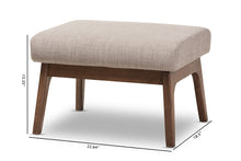 Load image into Gallery viewer, Baxton Studio Bianca Mid-Century Modern Walnut Wood Light Grey Fabric Ottoman