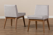 Load image into Gallery viewer, Baxton Studio Nexus Mid-Century Modern Walnut Wood Finishing Greyish Beige Fabric Dining Side Chair (Set of 2)