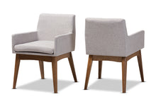 Load image into Gallery viewer, Baxton Studio Nexus Mid-Century Modern Walnut Wood Finishing Greyish Beige Fabric Dining Armchair (Set of 2)