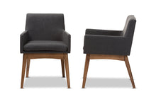 Load image into Gallery viewer, Baxton Studio Nexus Mid-Century Modern Walnut Wood Finishing Dark Grey Fabric Dining Armchair (Set of 2)