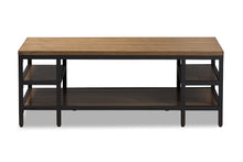 Load image into Gallery viewer, Baxton Studio Caribou Rustic Industrial Style Oak Brown Finished Wood and Black Finished Metal Coffee Table