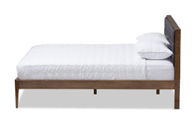 Load image into Gallery viewer, Baxton Studio Jupiter Mid-Century Modern Grey Fabric Upholstered Button-Tufted Full Size Platform Bed
