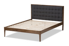 Load image into Gallery viewer, Baxton Studio Jupiter Mid-Century Modern Grey Fabric Upholstered Button-Tufted Full Size Platform Bed