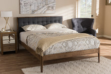 Load image into Gallery viewer, Baxton Studio Jupiter Mid-Century Modern Grey Fabric Upholstered Button-Tufted Full Size Platform Bed