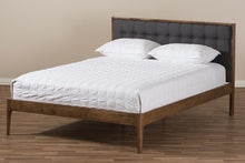Load image into Gallery viewer, Baxton Studio Jupiter Mid-Century Modern Grey Fabric Upholstered Button-Tufted Full Size Platform Bed
