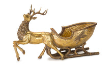 Load image into Gallery viewer, Bronze Metal Deer with Sleigh Display 19"L