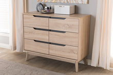 Load image into Gallery viewer, Baxton Studio Fella Mid-Century Modern Two-Tone Oak and Grey Wood 6-Drawer Dresser