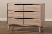 Load image into Gallery viewer, Baxton Studio Fella Mid-Century Modern Two-Tone Oak and Grey Wood 6-Drawer Dresser