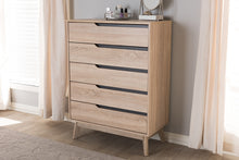 Load image into Gallery viewer, Baxton Studio Fella Mid-Century Modern Two-Tone Oak and Grey Wood 5-Drawer Chest