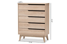 Load image into Gallery viewer, Baxton Studio Fella Mid-Century Modern Two-Tone Oak and Grey Wood 5-Drawer Chest