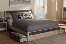Load image into Gallery viewer, Baxton Studio Jamie Modern and Contemporary Two-Tone Oak and Grey Wood Queen 2-Drawer Queen Size Storage Platform Bed