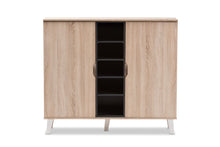 Load image into Gallery viewer, Baxton Studio Adelina Mid-Century Modern 2-door Oak and Grey Wood Shoe Cabinet