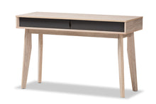 Load image into Gallery viewer, Baxton Studio Fella Mid-Century Modern 2-Drawer Oak and Grey Wood Study Desk