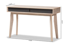 Load image into Gallery viewer, Baxton Studio Fella Mid-Century Modern 2-Drawer Oak and Grey Wood Study Desk