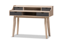 Load image into Gallery viewer, Baxton Studio Fella Mid-Century Modern 4-Drawer Oak and Grey Wood Study Desk