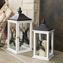 Load image into Gallery viewer, Wood Merry Christmas Lantern with Deer Design (Set of 2)
