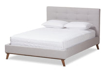 Load image into Gallery viewer, Baxton Studio Valencia Mid-Century Modern Greyish Beige Fabric King Size Platform Bed