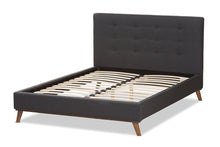 Load image into Gallery viewer, Baxton Studio Valencia Mid-Century Modern Dark Grey Fabric King Size Platform Bed